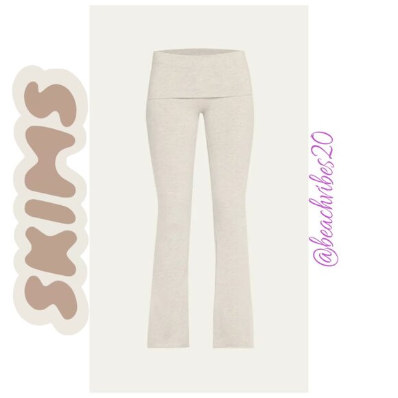 SKIMS Cotton Jersey Foldover Pant Oatmeal Heather Medium NWOT - Picture 1 of 9